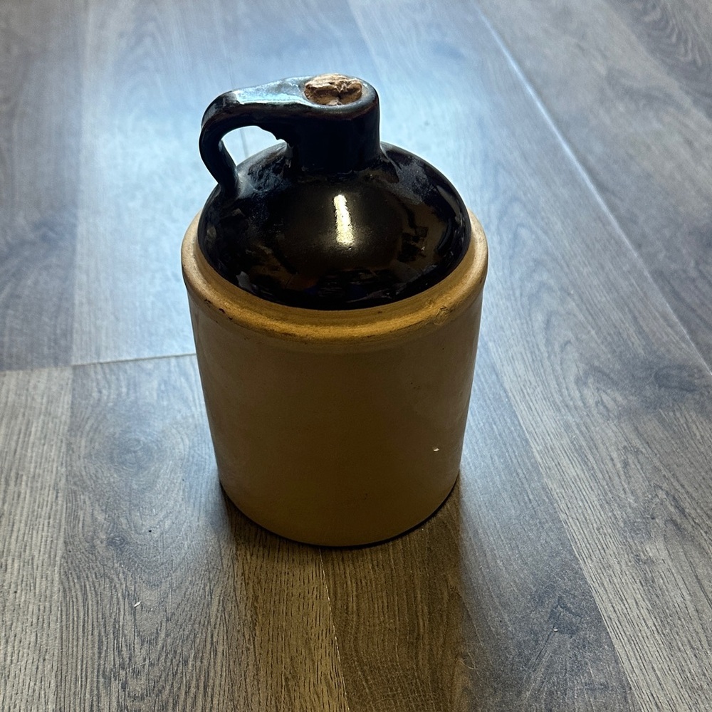 Vintage Ceramic Jug with Brown and Tan Finish